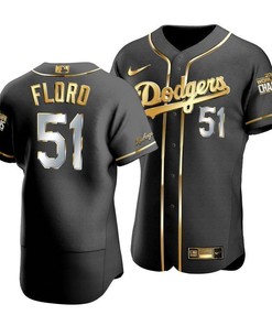 Men's Los Angeles Dodgers Dylan Floro 51 2020 World Series Champions Golden Jersey Black - Robokeg