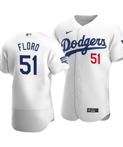 Men's Los Angeles Dodgers Dylan Floro 51 2020 World Series Champions Home Jersey White - Robokeg
