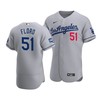 Men's Los Angeles Dodgers Dylan Floro 51 2020 World Series Champions Road Jersey Gray - Robokeg