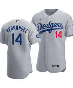 Men's Los Angeles Dodgers Enrique Hernandez 14 2020 World Series Champions Alternate Jersey Gray - Robokeg