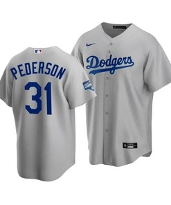 Men's Los Angeles Dodgers Joc Pederson 31 2020 World Series Champions Gray Alternate Jersey - Robokeg