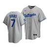 Men's Los Angeles Dodgers Julio Urias 7 2020 World Series Champions Gray Road Jersey - Robokeg