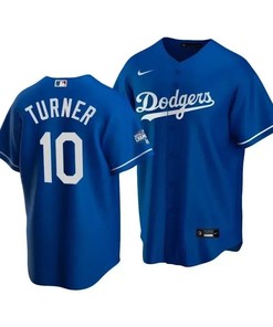 Men's Los Angeles Dodgers Justin Turner 10 2020 World Series Champions Royal Alternate Jersey - Robokeg