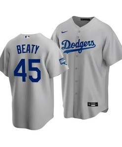 Men's Los Angeles Dodgers Matt Beaty 45 2020 World Series Champions Gray Alternate Jersey - Robokeg