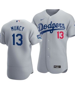 Men's Los Angeles Dodgers Max Muncy 13 2020 World Series Champions Alternate Jersey Gray - Robokeg