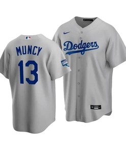 Men's Los Angeles Dodgers Max Muncy 13 2020 World Series Champions Gray Alternate Jersey - Robokeg