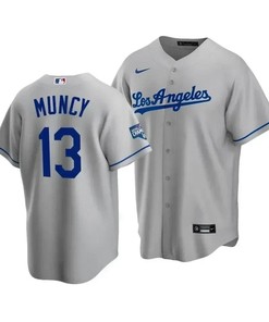 Men's Los Angeles Dodgers Max Muncy 13 2020 World Series Champions Gray Road Jersey - Robokeg