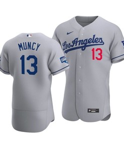 Men's Los Angeles Dodgers Max Muncy 13 2020 World Series Champions Road Jersey Gray - Robokeg