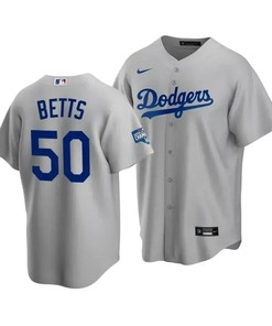 Men's Los Angeles Dodgers Mookie Betts 50 2020 World Series Champions Gray Alternate Jersey - Robokeg