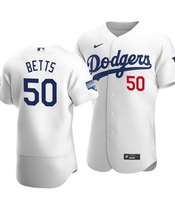 Men's Los Angeles Dodgers Mookie Betts 50 2020 World Series Champions Home Jersey White - Robokeg