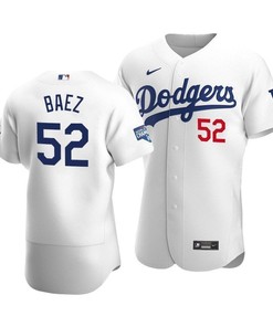 Men's Los Angeles Dodgers Pedro Baez 52 2020 World Series Champions Home Jersey White - Robokeg