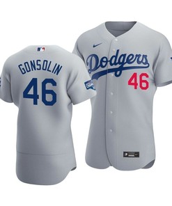 Men's Los Angeles Dodgers Tony Gonsolin 46 2020 World Series Champions Alternate Jersey Gray - Robokeg