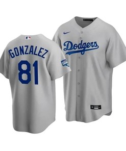 Men's Los Angeles Dodgers Victor Gonzalez 81 2020 World Series Champions Gray Alternate Jersey - Robokeg