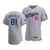 Men's Los Angeles Dodgers Victor Gonzalez 81 2020 World Series Champions Road Jersey Gray - Robokeg