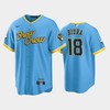 Men's Milwaukee Brewers 18 Keston Hiura 2022-23 City Connect Powder Blue Jersey - Robokeg
