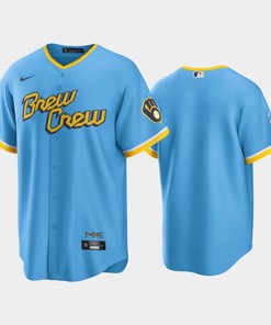 Men's Milwaukee Brewers 2022-23 City Connect Powder Blue Jersey - Robokeg
