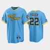 Men's Milwaukee Brewers 22 Christian Yelich 2022-23 City Connect Powder Blue Jersey - Robokeg