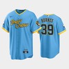 Men's Milwaukee Brewers 39 Corbin Burnes 2022-23 City Connect Powder Blue Jersey - Robokeg