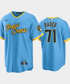 Men's Milwaukee Brewers 71 Josh Hader 2022-23 City Connect Powder Blue Jersey - Robokeg