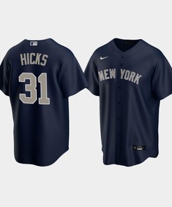 Men's New York Yankees Aaron Hicks Alternate Navy Jersey - Robokeg