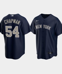 Men's New York Yankees Aroldis Chapman 54 Alternate Navy Jersey - Robokeg