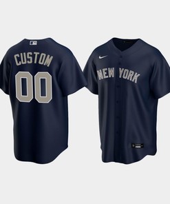 Men's New York Yankees Custom 00 Alternate Navy Jersey - Robokeg