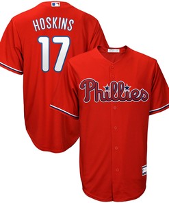 Men's Rhys Hoskins Red Philadelphia Phillies Big & Tall Player Jersey - Robokeg