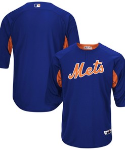 Men's Royal/Orange New York Mets Collection On-Field 3/4-Sleeve Batting Practice Jersey - Robokeg
