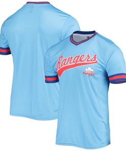 Men's Stitches Blue/Royal Texas Rangers Cooperstown Collection V-Neck Team Color Jersey - Robokeg