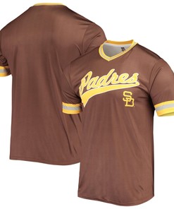 Men's Stitches Brown/Yellow San Diego Padres Cooperstown Collection V-Neck Team Color Jersey - Robokeg