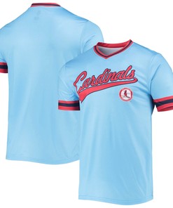 Men's Stitches Light Blue/Red St. Louis Cardinals Cooperstown Collection V-Neck Team Color Jersey - Robokeg