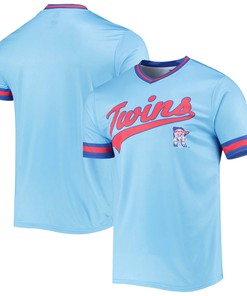 Men's Stitches Light Blue/Royal Minnesota Twins Cooperstown Collection V-Neck Team Color Jersey - Robokeg