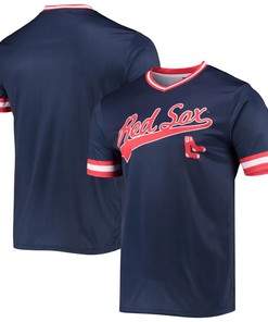 Men's Stitches Navy/Red Boston Red Sox Cooperstown Collection V-Neck Team Color Jersey - Robokeg