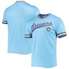 Men's Stitches Powder Blue/Royal Milwaukee Brewers Cooperstown Collection V-Neck Team Color Jersey - Robokeg