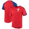 Men's Stitches Red Philadelphia Phillies Logo Button-Up Jersey - Robokeg