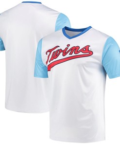 Men's Stitches White Minnesota Twins Cooperstown Collection Wordmark V-Neck Jersey - Robokeg
