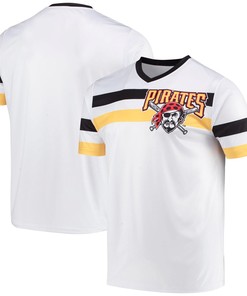 Men's Stitches White Pittsburgh Pirates Cooperstown Collection V-Neck Jersey - Robokeg