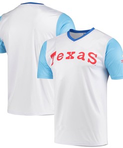 Men's Stitches White Texas Rangers Cooperstown Collection Wordmark V-Neck Jersey - Robokeg