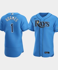 Men's Tampa Bay Rays 1 Willy Adames Light Blue Alternate Jersey - Robokeg