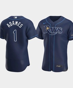 Men's Tampa Bay Rays 1 Willy Adames Navy Alternate Jersey - Robokeg