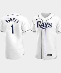 Men's Tampa Bay Rays 1 Willy Adames White Home Jersey - Robokeg