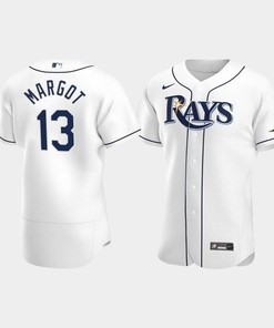 Men's Tampa Bay Rays 13 Manuel Margot White Home Jersey - Robokeg