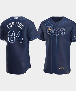 Men's Tampa Bay Rays 84 John Curtiss Navy Alternate Jersey - Robokeg