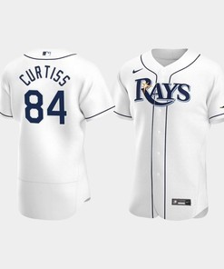 Men's Tampa Bay Rays 84 John Curtiss White Home Jersey - Robokeg