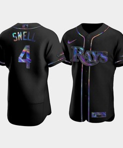 Men's Tampa Bay Rays Blake Snell 4 Black Holographic Golden Edition Jersey - Robokeg