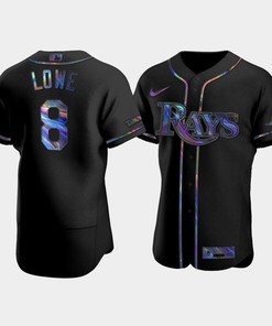 Men's Tampa Bay Rays Brandon Lowe 8 Black Holographic Golden Edition Jersey - Robokeg