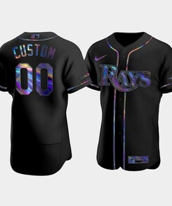 Men's Tampa Bay Rays Custom Black Holographic Golden Edition Jersey - Robokeg