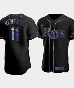 Men's Tampa Bay Rays Hunter Renfroe 11 Black Holographic Golden Edition Jersey - Robokeg