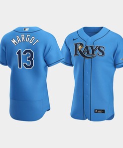 Men's Tampa Bay Rays Manuel Margot 13 Light Blue Alternate Jersey - Robokeg