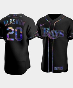 Men's Tampa Bay Rays Tyler Glasnow 20 Black Holographic Golden Edition Jersey - Robokeg